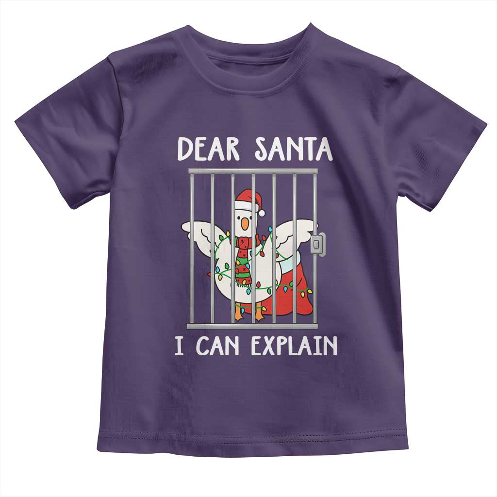 Funny Christmas Goose Toddler T Shirt Dear Santa I Can Explain Xmas Meme TS10 Purple Print Your Wear