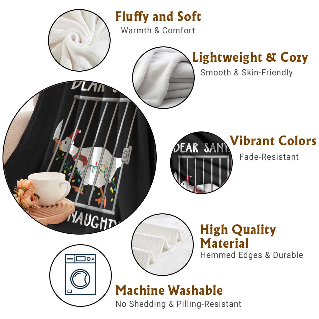 Funny Christmas Goose Throw Blanket Dear Santa Define Naughty Xmas Meme TS10 Print Your Wear