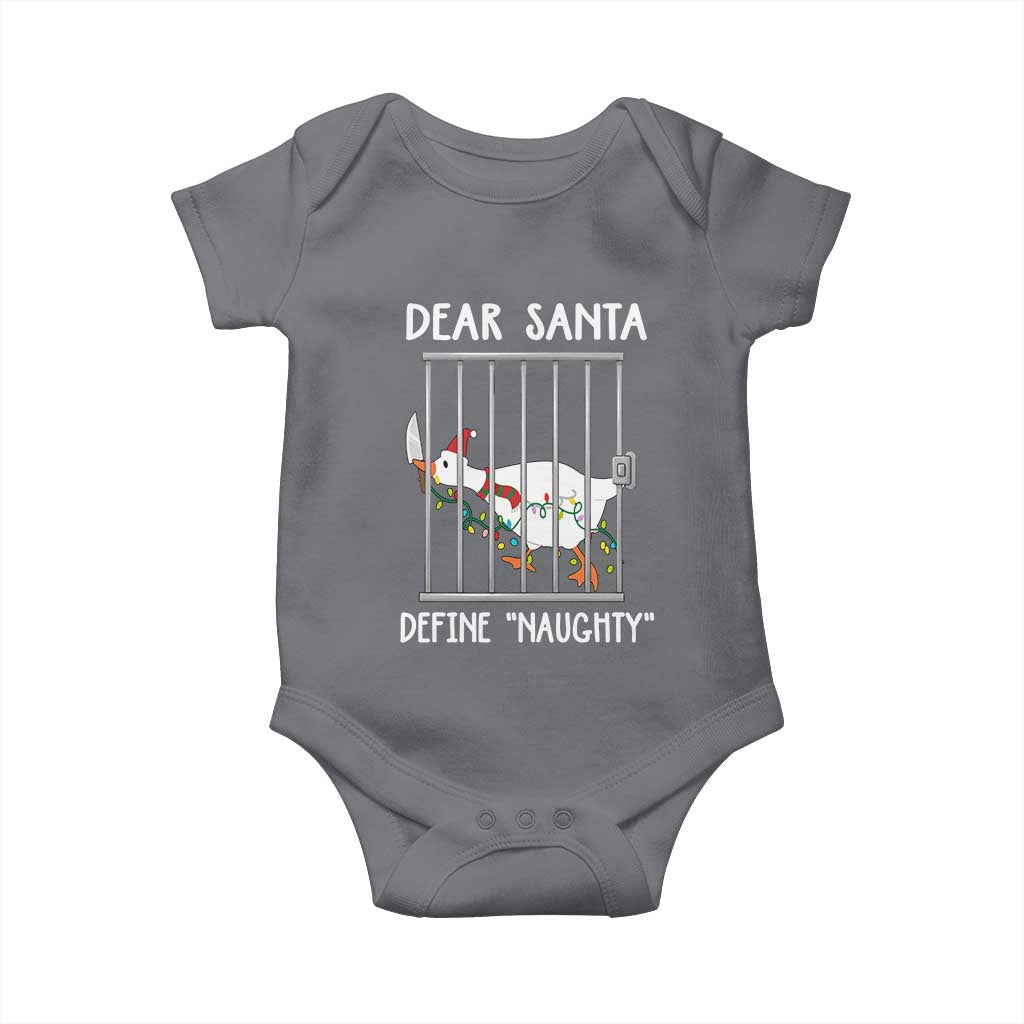 Funny Christmas Goose Baby Onesie Dear Santa Define Naughty Xmas Meme TS10 Charcoal Print Your Wear