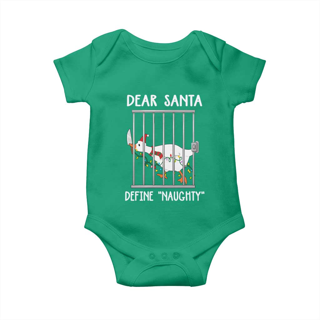 Funny Christmas Goose Baby Onesie Dear Santa Define Naughty Xmas Meme TS10 Irish Green Print Your Wear