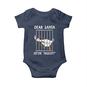 Funny Christmas Goose Baby Onesie Dear Santa Define Naughty Xmas Meme TS10 Navy Print Your Wear