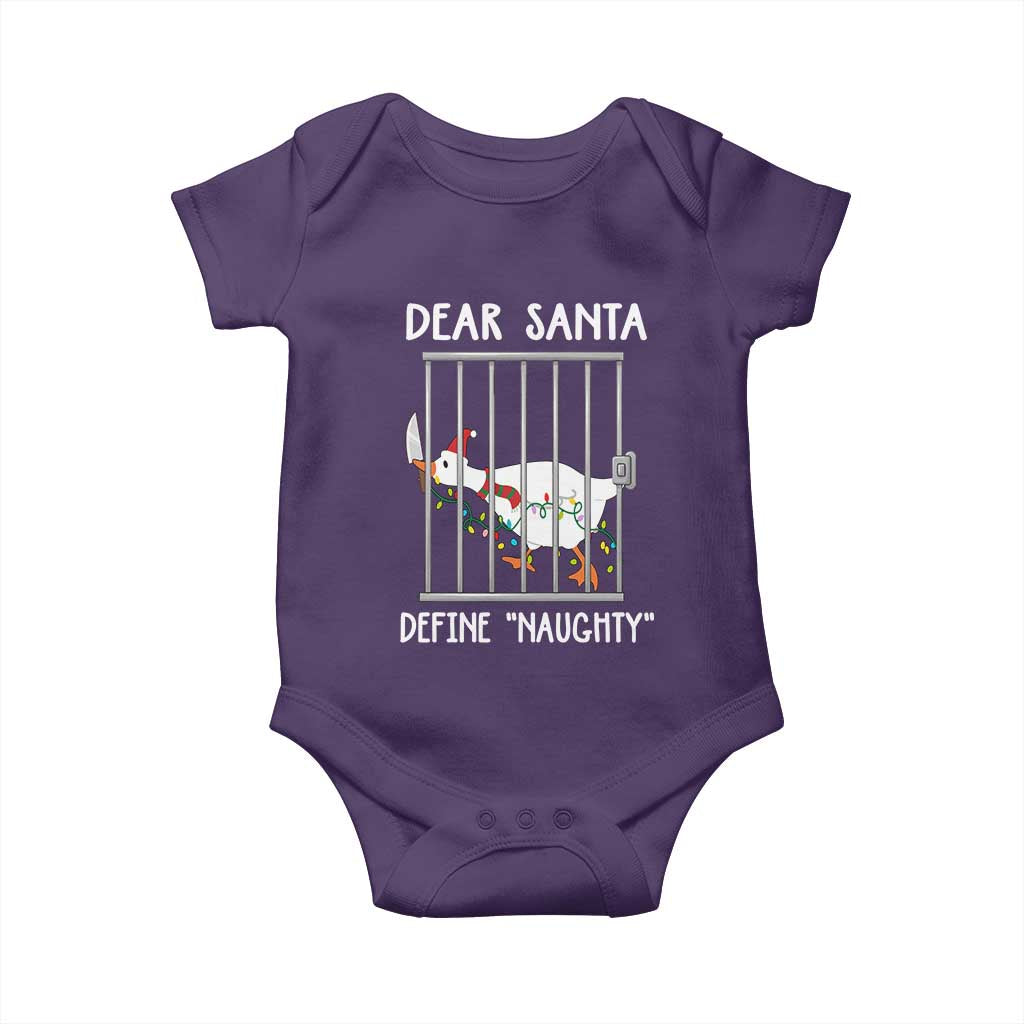 Funny Christmas Goose Baby Onesie Dear Santa Define Naughty Xmas Meme TS10 Purple Print Your Wear