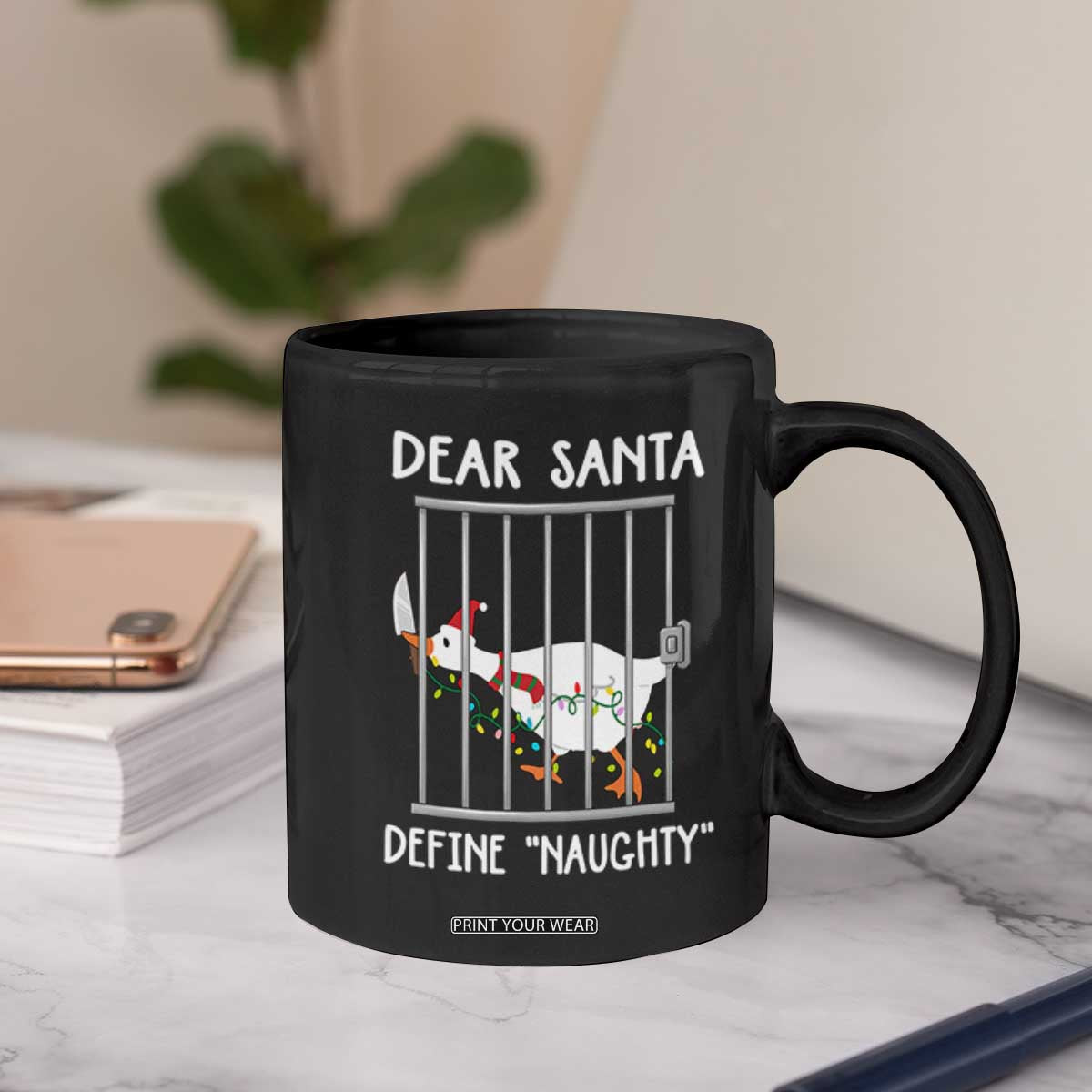 Funny Christmas Goose Coffee Mug Dear Santa Define Naughty Xmas Meme TS10 Print Your Wear