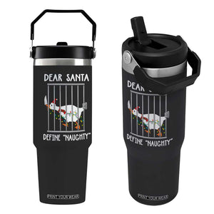 Funny Christmas Goose Flip Straw Tumbler Dear Santa Define Naughty Xmas Meme TS10 One Size: 30 oz Black Print Your Wear