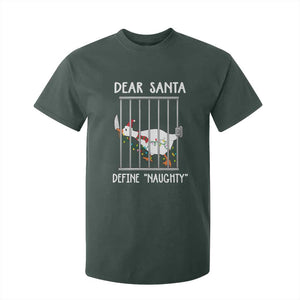 Funny Christmas Goose T Shirt For Kid Dear Santa Define Naughty Xmas Meme TS10 Dark Forest Green Print Your Wear
