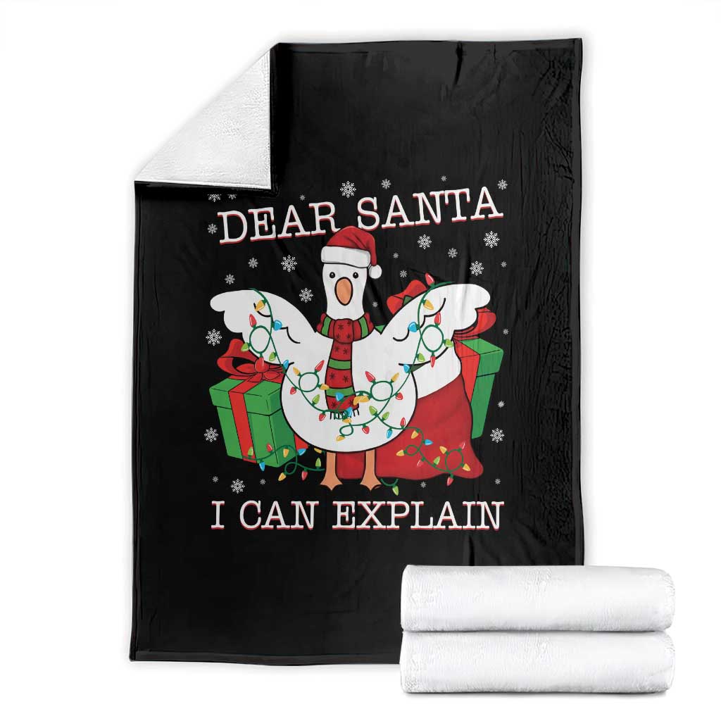 Funny Christmas Goose Throw Blanket Dear Santa I Can Explain Cute Xmas Meme TS10 Black Print Your Wear