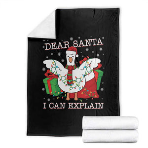 Funny Christmas Goose Throw Blanket Dear Santa I Can Explain Cute Xmas Meme TS10 Black Print Your Wear