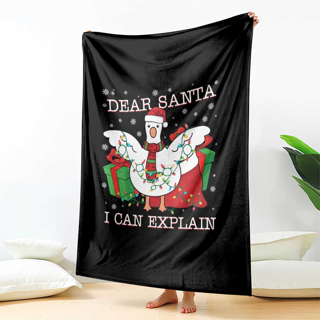 Funny Christmas Goose Throw Blanket Dear Santa I Can Explain Cute Xmas Meme TS10 Print Your Wear