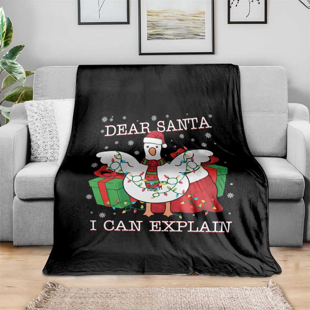 Funny Christmas Goose Throw Blanket Dear Santa I Can Explain Cute Xmas Meme TS10 Print Your Wear