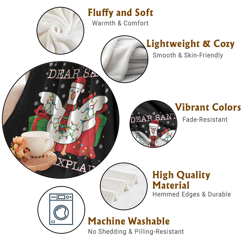 Funny Christmas Goose Throw Blanket Dear Santa I Can Explain Cute Xmas Meme TS10 Print Your Wear