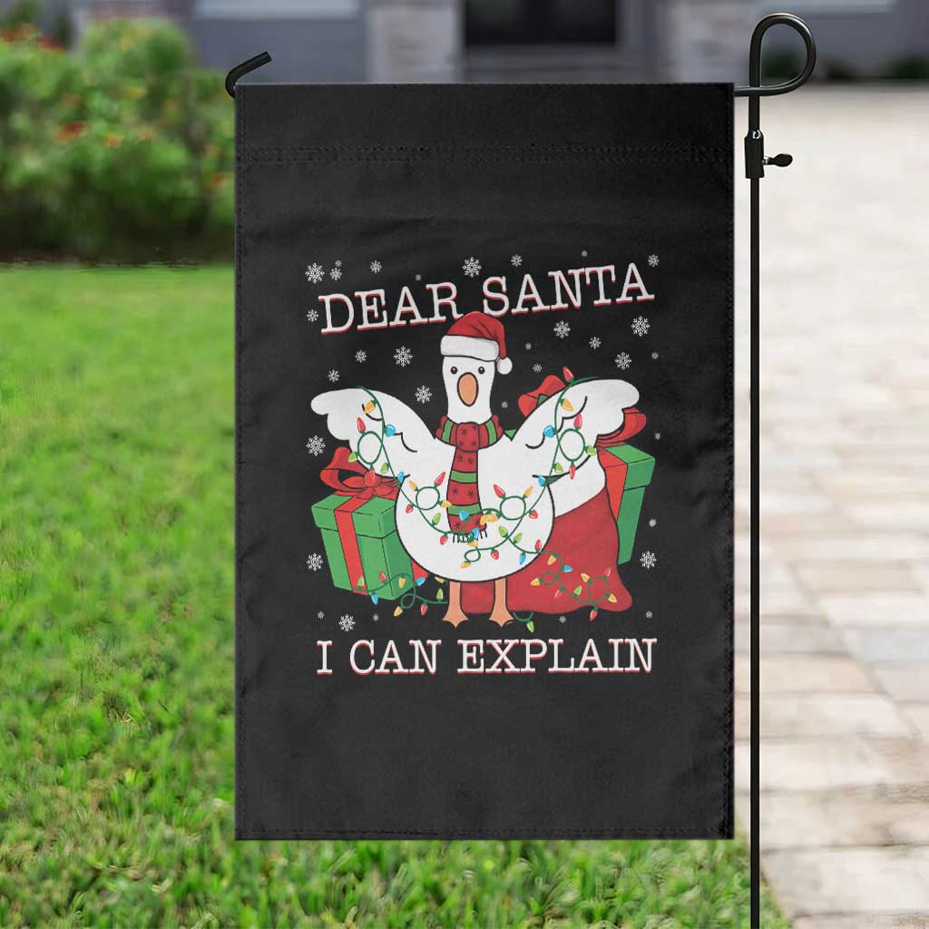 Funny Christmas Goose Garden Flag Dear Santa I Can Explain Cute Xmas Meme TS10 Print Your Wear