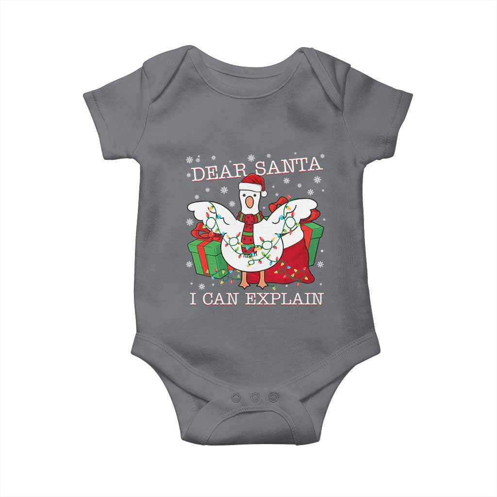 Funny Christmas Goose Baby Onesie Dear Santa I Can Explain Cute Xmas Meme TS10 Charcoal Print Your Wear