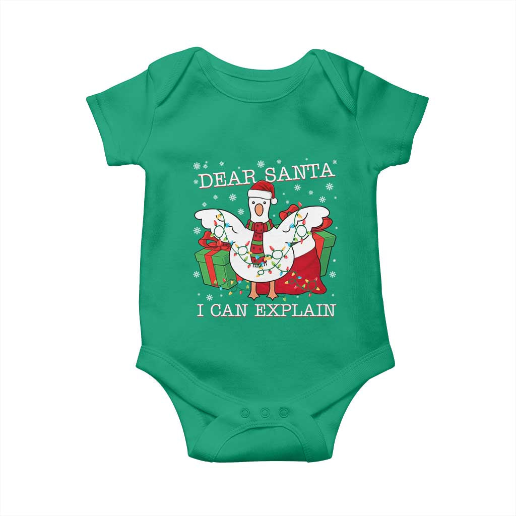 Funny Christmas Goose Baby Onesie Dear Santa I Can Explain Cute Xmas Meme TS10 Irish Green Print Your Wear