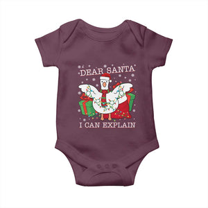 Funny Christmas Goose Baby Onesie Dear Santa I Can Explain Cute Xmas Meme TS10 Maroon Print Your Wear