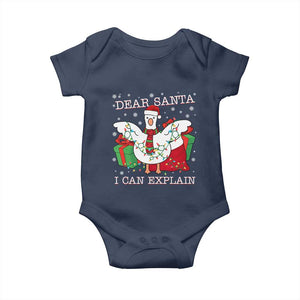 Funny Christmas Goose Baby Onesie Dear Santa I Can Explain Cute Xmas Meme TS10 Navy Print Your Wear