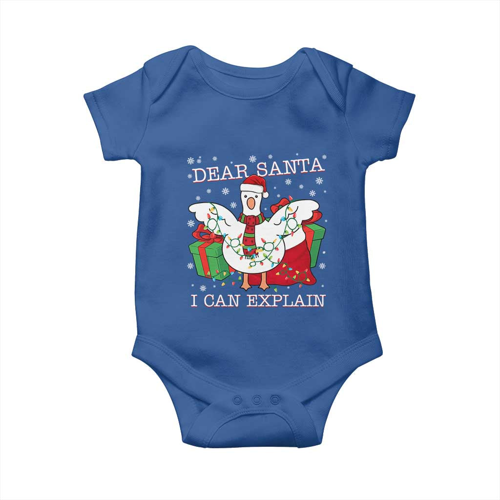 Funny Christmas Goose Baby Onesie Dear Santa I Can Explain Cute Xmas Meme TS10 Royal Blue Print Your Wear