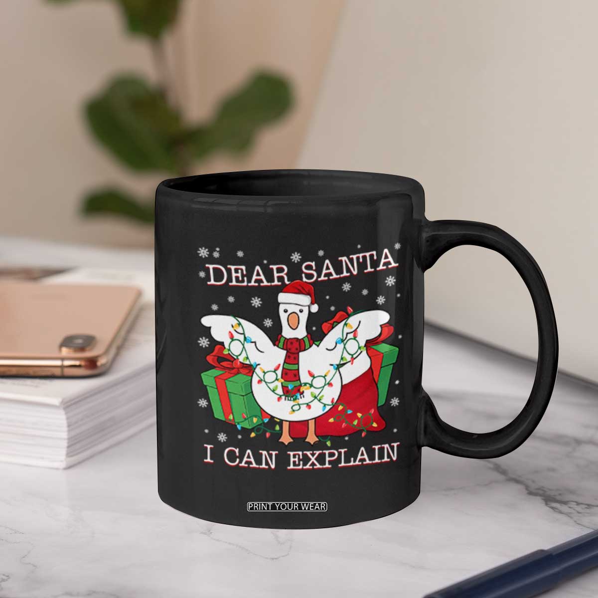 Funny Christmas Goose Coffee Mug Dear Santa I Can Explain Cute Xmas Meme TS10 Print Your Wear
