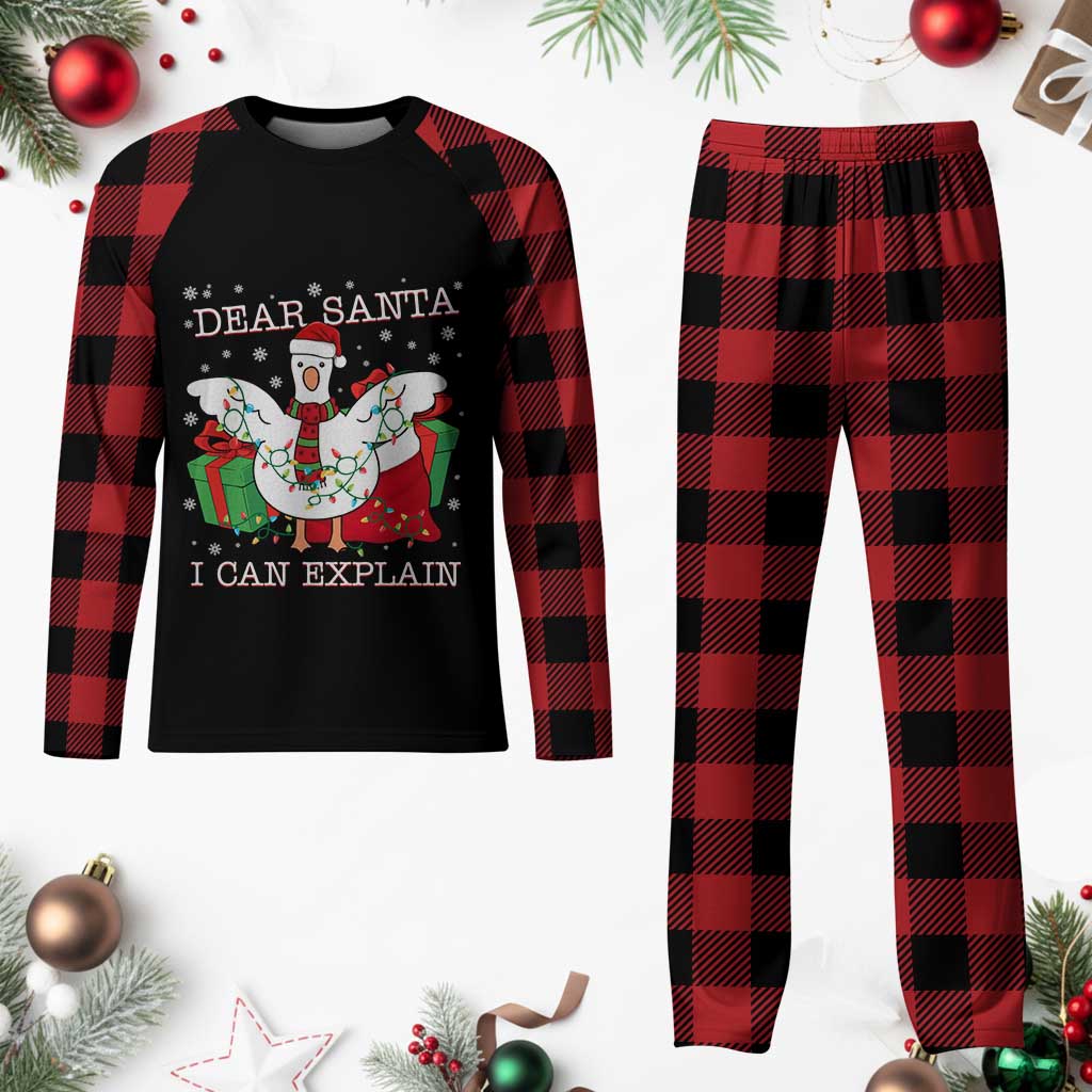 Funny Christmas Goose Plaid Pajama Set Dear Santa I Can Explain Cute Xmas Meme TS10 Buffalo Plaid Print Your Wear