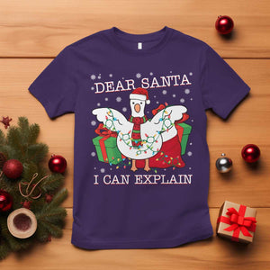 Funny Christmas Goose T Shirt Dear Santa I Can Explain Cute Xmas Meme TS10 Purple Print Your Wear