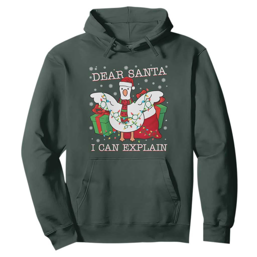 Funny Christmas Goose Hoodie Dear Santa I Can Explain Cute Xmas Meme TS10 Dark Forest Green Print Your Wear