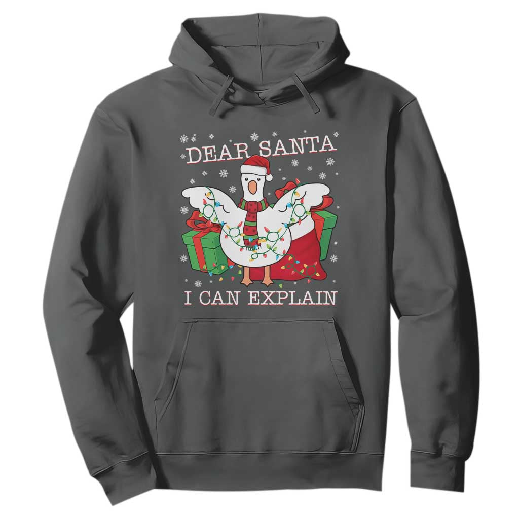 Funny Christmas Goose Hoodie Dear Santa I Can Explain Cute Xmas Meme TS10 Dark Heather Print Your Wear