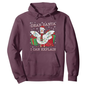 Funny Christmas Goose Hoodie Dear Santa I Can Explain Cute Xmas Meme - Print Your Wear