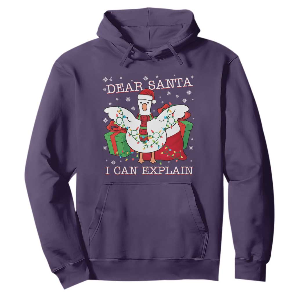 Funny Christmas Goose Hoodie Dear Santa I Can Explain Cute Xmas Meme TS10 Purple Print Your Wear