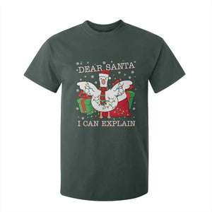 Funny Christmas Goose T Shirt For Kid Dear Santa I Can Explain Cute Xmas Meme TS10 Dark Forest Green Print Your Wear