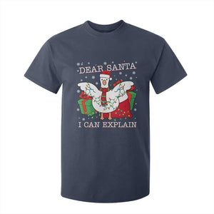 Funny Christmas Goose T Shirt For Kid Dear Santa I Can Explain Cute Xmas Meme TS10 Navy Print Your Wear