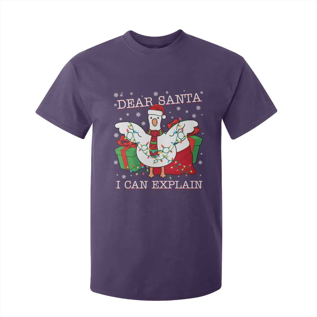 Funny Christmas Goose T Shirt For Kid Dear Santa I Can Explain Cute Xmas Meme TS10 Purple Print Your Wear