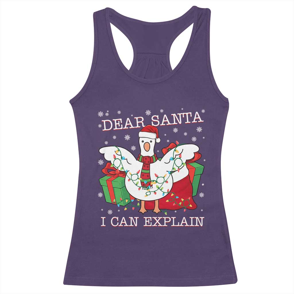 Funny Christmas Goose Racerback Tank Top Dear Santa I Can Explain Cute Xmas Meme TS10 Purple Print Your Wear
