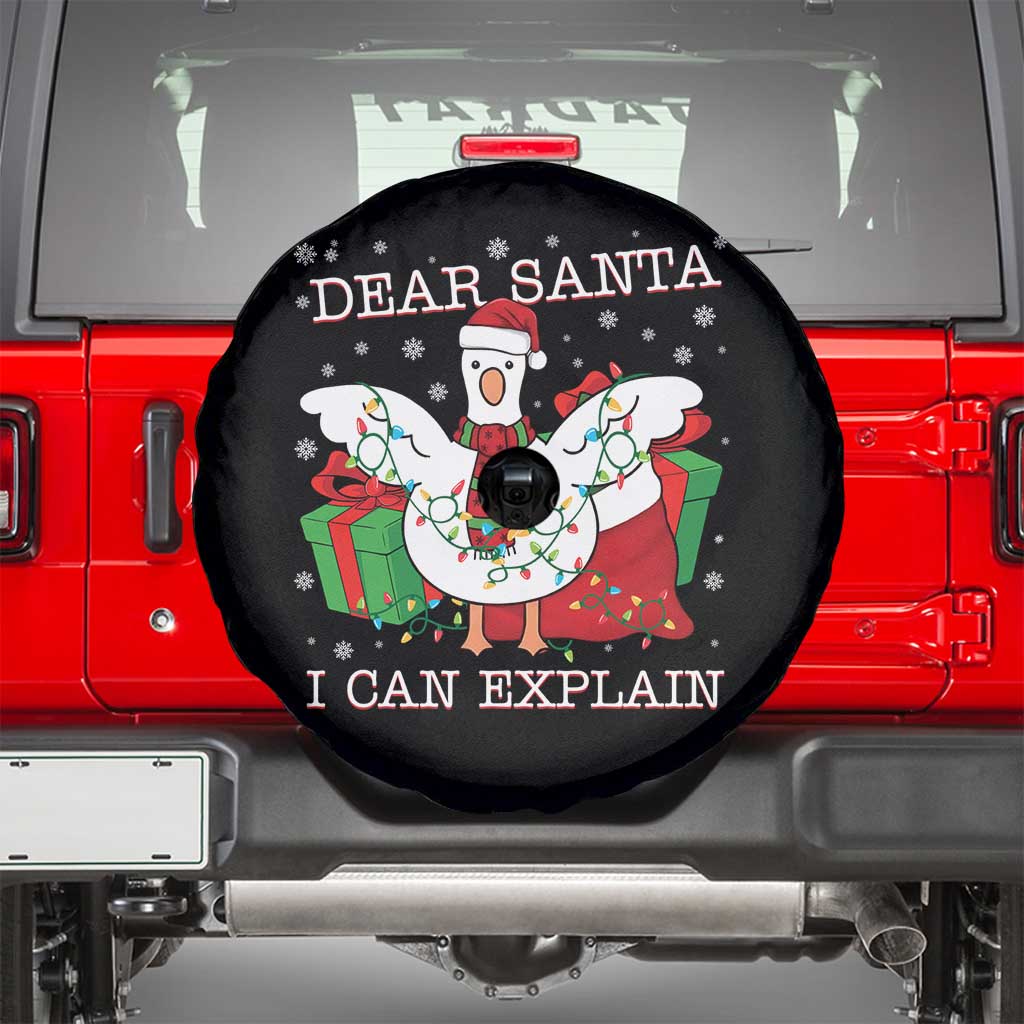 Funny Christmas Goose Spare Tire Cover Dear Santa I Can Explain Cute Xmas Meme TS10 Black Print Your Wear