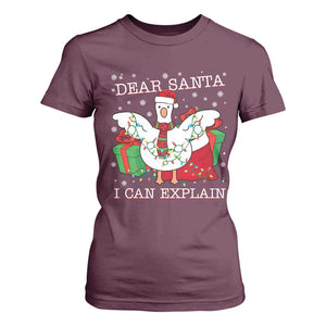 Funny Christmas Goose T Shirt For Women Dear Santa I Can Explain Cute Xmas Meme TS10 Maroon Print Your Wear