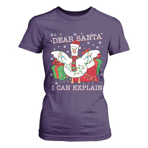 Funny Christmas Goose T Shirt For Women Dear Santa I Can Explain Cute Xmas Meme TS10 Purple Print Your Wear