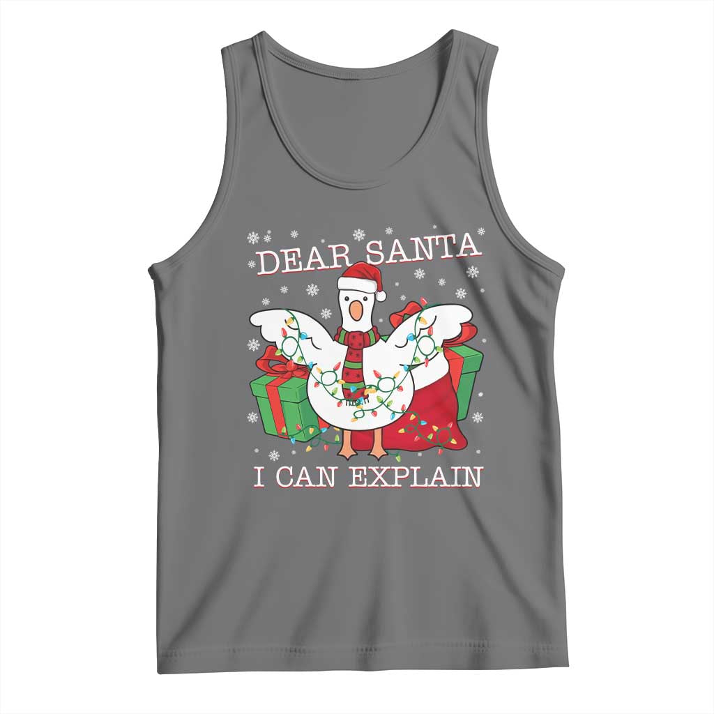 Funny Christmas Goose Tank Top Dear Santa I Can Explain Cute Xmas Meme TS10 Black Heather Print Your Wear