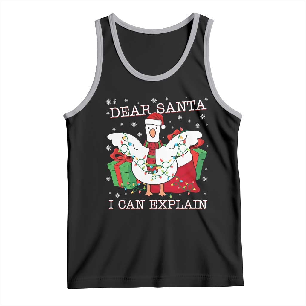 Funny Christmas Goose Tank Top Dear Santa I Can Explain Cute Xmas Meme TS10 Black Athletic Heather Print Your Wear