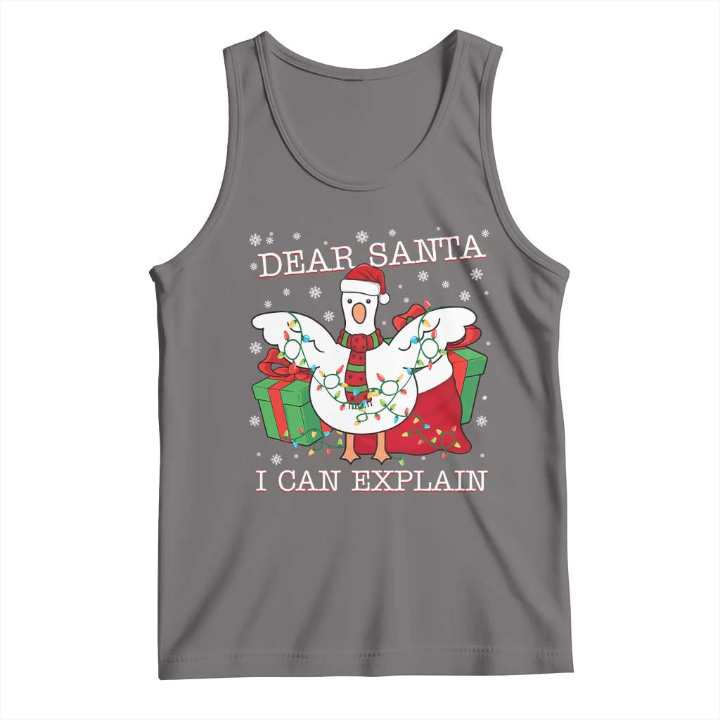 Funny Christmas Goose Tank Top Dear Santa I Can Explain Cute Xmas Meme TS10 Deep Heather Print Your Wear