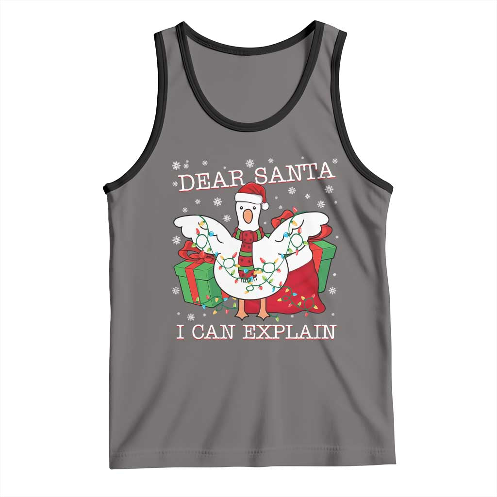 Funny Christmas Goose Tank Top Dear Santa I Can Explain Cute Xmas Meme TS10 Deep Heather Black Print Your Wear