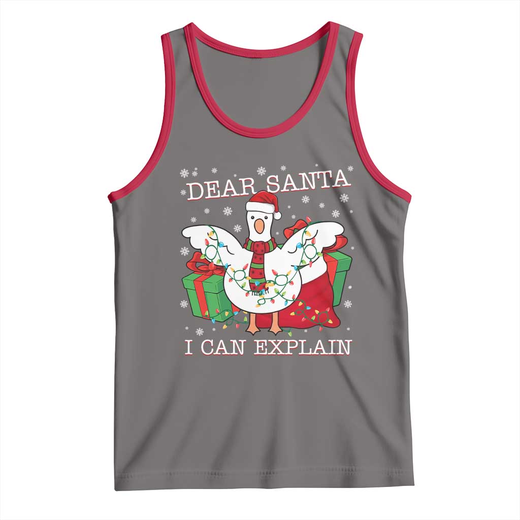 Funny Christmas Goose Tank Top Dear Santa I Can Explain Cute Xmas Meme TS10 Deep Heather Red Print Your Wear