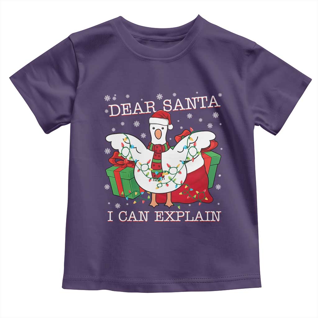 Funny Christmas Goose Toddler T Shirt Dear Santa I Can Explain Cute Xmas Meme TS10 Purple Print Your Wear