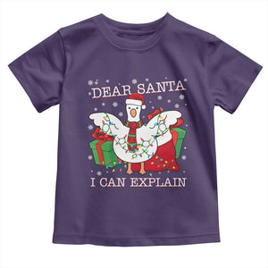 Funny Christmas Goose Toddler T Shirt Dear Santa I Can Explain Cute Xmas Meme TS10 Purple Print Your Wear