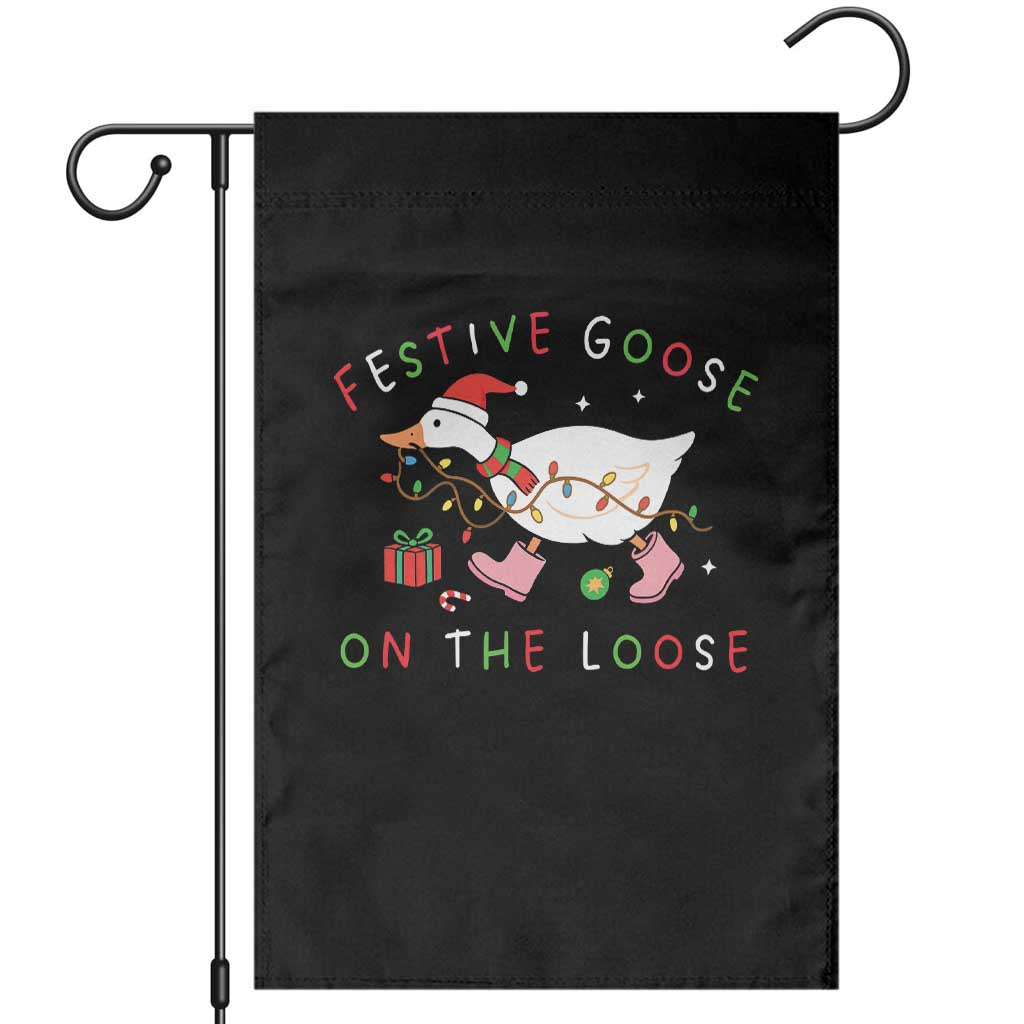 Funny Christmas Goose Garden Flag Festive Goose On The Loose Xmas Duck Meme TS10 Black Print Your Wear