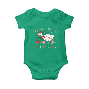 Funny Christmas Goose Baby Onesie Festive Goose On The Loose Xmas Duck Meme TS10 Irish Green Print Your Wear