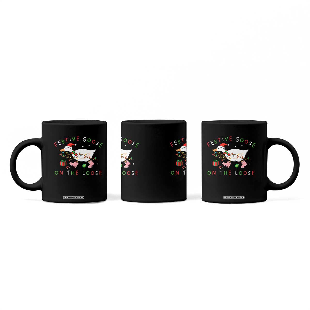 Funny Christmas Goose Coffee Mug Festive Goose On The Loose Xmas Duck Meme TS10 Print Your Wear