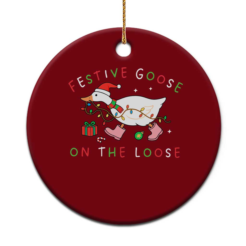 Funny Christmas Goose Ceramic Ornament Festive Goose On The Loose Xmas Duck Meme TS10 1pc Red Print Your Wear