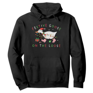 Funny Christmas Goose Hoodie Festive Goose On The Loose Xmas Duck Meme - Print Your Wear
