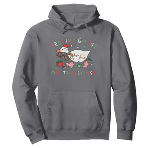 Funny Christmas Goose Hoodie Festive Goose On The Loose Xmas Duck Meme TS10 Charcoal Print Your Wear