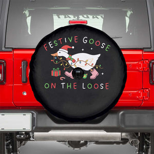 Funny Christmas Goose Spare Tire Cover Festive Goose On The Loose Xmas Duck Meme TS10 Black Print Your Wear