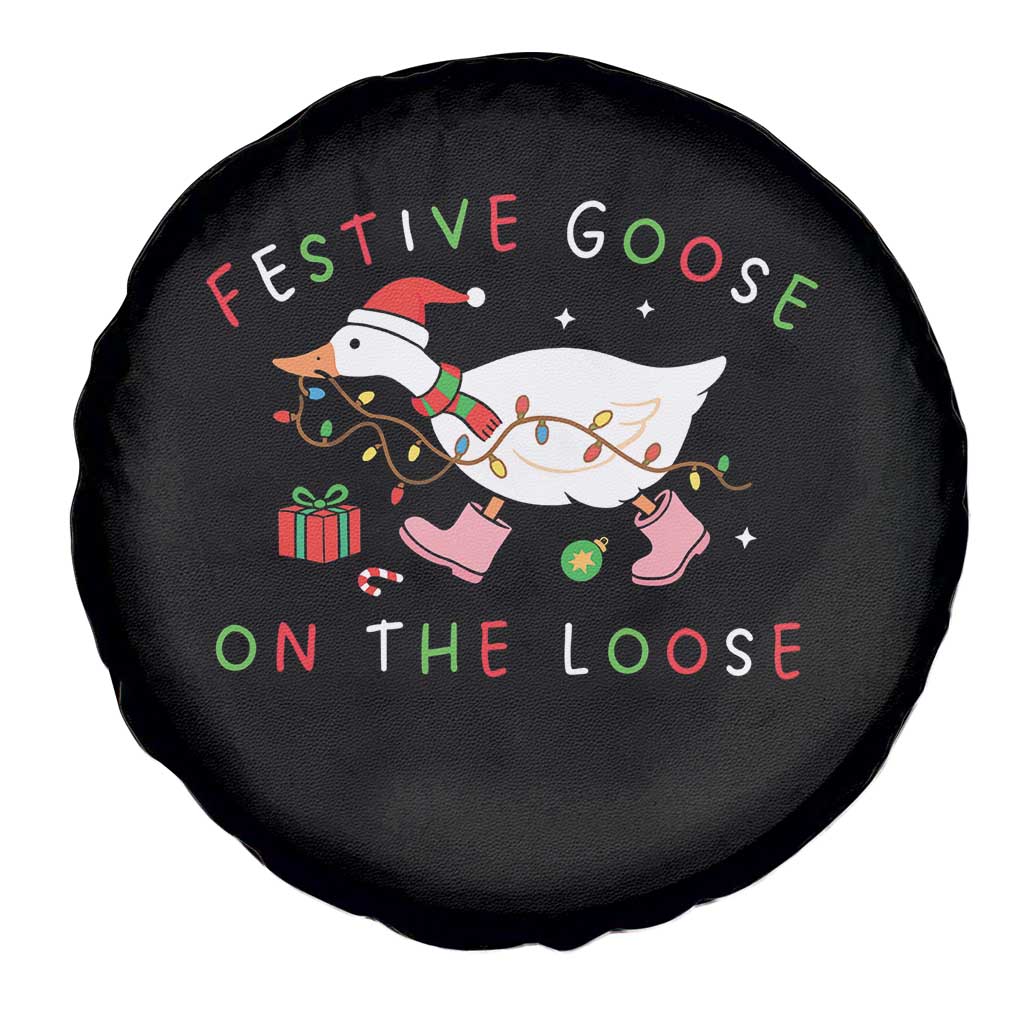 Funny Christmas Goose Spare Tire Cover Festive Goose On The Loose Xmas Duck Meme TS10 Print Your Wear