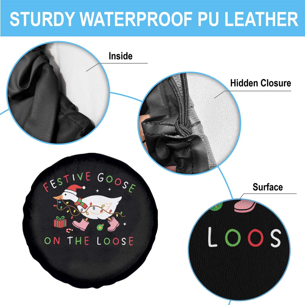 Funny Christmas Goose Spare Tire Cover Festive Goose On The Loose Xmas Duck Meme TS10 Print Your Wear